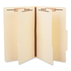 Six-Section Classification Folders, 2" Expansion, 2 Dividers, 6 Fasteners, Legal Size, Manila Exterior, 15/Box