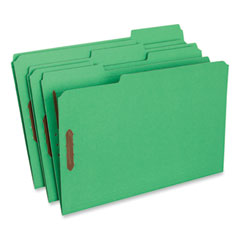 Deluxe Reinforced Top Tab Fastener Folders, 0.75" Expansion, 2 Fasteners, Legal Size, Green Exterior, 50/Box