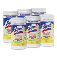 Disinfecting Wipes, 1-Ply, 7 x 7.25, Lemon and Lime Blossom, White, 80 Wipes/Canister