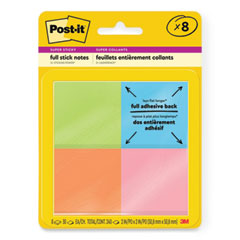 Full Stick Notes, 2" x 2", Energy Boost Collection Colors, 25 Sheets/Pad, 8 Pads/Pack