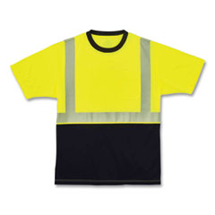 GloWear 8280BK Class 2 Performance T-Shirt with Black Bottom, Polyester, Small, Lime, Ships in 1-3 Business Days