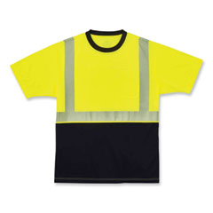 GloWear 8280BK Class 2 Performance T-Shirt with Black Bottom, Polyester, Medium, Lime, Ships in 1-3 Business Days