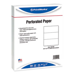 Perforated and Punched Paper, 92 Bright, 24 lb Bond Weight, 8.5 x 11, White, 500/Ream, 5 Reams/Carton