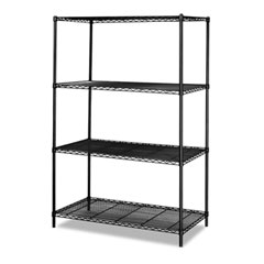 Commercial Wire Shelving, Three-Shelf, 48w x 18d x 72h, Black