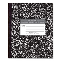 Marble Cover Composition Book, Wide/Legal Rule, Black Marble Cover, (48) 8.5 x 7 Sheets