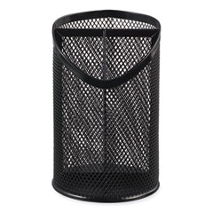 Metal Mesh 3-Compartment Pencil Cup, 4.13" Diameter x 6"h, Black