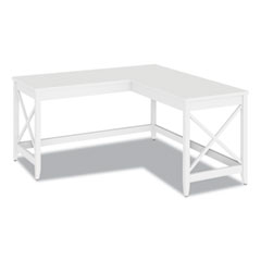 L-Shaped Farmhouse Desk, 58.27" x 58.27" x 29.53", White