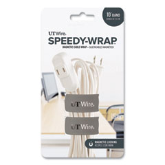 Speedy-Wrap Magnetic Cable Wrap, 0.82" x 10", Gray, 2/Pack