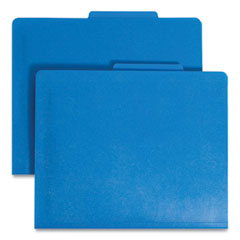 Six-Section Poly Classification Folders, 2" Expansion, 2 Dividers, 6 Fasteners, Letter Size, Blue Exterior, 10/Box