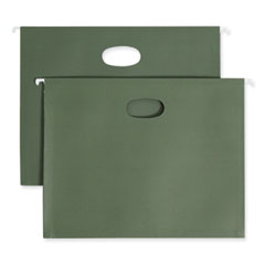 Hanging Pockets with Full-Height Gusset, 1 Section, 1.75" Capacity, Letter Size, Straight Tabs, Standard Green, 25/Box