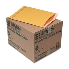 Jiffylite Self-Seal Bubble Mailer, #6, Barrier Bubble Lining, Self-Adhesive Closure, 12.5 x 19, Golden Brown Kraft, 50/Carton