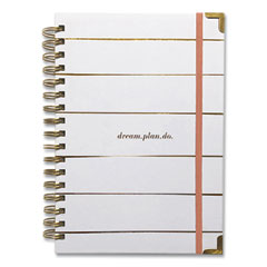 dream.plan.do. Weekly/Monthly Planner, Gold Stripe Artwork, 9.25 x 6.5, White/Gold Cover, 12-Month: Undated