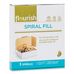 Paper Spiral Cushion Fill, Brown Kraft, 1 cu ft, 3 Spirals/Pack, 6 Packs