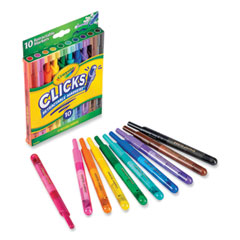 Super Clicks Retractable Markers, Assorted Bullet Tip Sizes, Assorted Colors, 10/Pack