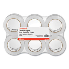 Quiet Tape Box Sealing Tape, 3" Core, 1.88" x 109 yds, Clear, 6/Pack