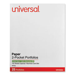 Two-Pocket Portfolio, Embossed Leather Grain Paper, 11 x 8.5, White, 25/Box