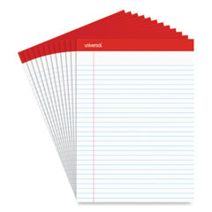 Perforated Ruled Writing Pads, Wide/Legal Rule, Red Headband, 50 White 8.5 x 11.75 Sheets, Dozen