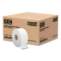 Jumbo Bath Tissue, Septic Safe, 2-Ply, White, 3.5" x 750 ft, 12/Carton