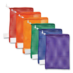 Heavy-Duty Mesh Bag, 12" x 18", Gold, Green, Orange, Purple, Royal Blue, Scarlet Red, 6/Set