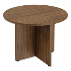 Alera Valencia Round Conference Table with Legs, 42" Diameter x 29.5h, Modern Walnut