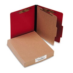 ColorLife PRESSTEX Classification Folders, 2" Expansion, 1 Divider, 4 Fasteners, Letter Size, Executive Red Exterior, 10/Box