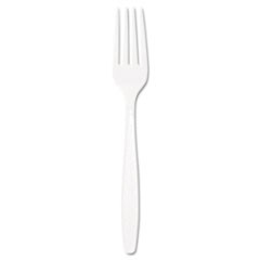 Guildware Heavyweight Plastic Forks, White, 100/Box, 10 Boxes/Carton