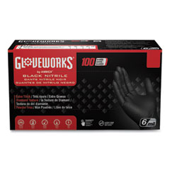 Heavy-Duty Industrial Nitrile Gloves, Powder-Free, 6 mil, X-Large, Black, 100 Gloves/Box, 10 Boxes/Carton