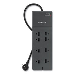 Home/Office Surge Protector, 8 AC Outlets, 8 ft Cord, 2,500 J, Black