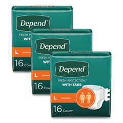 Incontinence Protection with Tabs, 35" to 49" Waist, 16/Pack, 3 Packs/Carton