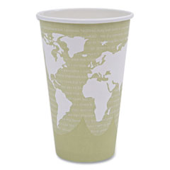 World Art Renewable and Compostable Hot Cups, 16 oz, Moss, 50/Pack