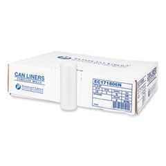 High-Density Commercial Can Liners, 4 gal, 6 mic, 17" x 18", Clear, 50 Bags/Roll, 40 Perforated Rolls/Carton