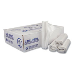 Draw-Tuff Institutional Draw-Tape Can Liners, 12 gal, 0.7 mil, 28" x 24", White, 300/Carton