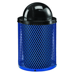 Outdoor Diamond Steel Trash Can, 36 gal, Dome Lid, Blue, Ships in 1-3 Business Days
