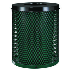 Outdoor Diamond Steel Trash Can, 36 gal, Green, Ships in 1-3 Business Days