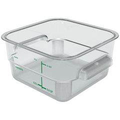 Squares Polycarbonate Food Storage Container, 2 qt,  7.13 x 7.13 x  3.8, Clear, Plastic