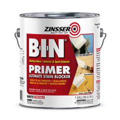 BIN Shellac-Base Interior and Spot Exterior Primer, Flat White, 1 gal Bucket/Pail, 2/Carton