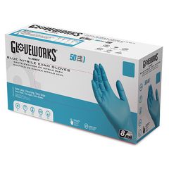 Blue Nitrile Exam Gloves, Powder-Free, Medium, Blue, 8 mil, 50/Box, 10 Boxes/Carton