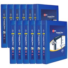 Framed View Heavy-Duty Binders, 3 Rings, 1" Capacity, 11 x 8.5, Navy Blue, 12/Carton