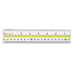 Acrylic Data Highlight Reading Ruler With Tinted Guide, 15" Long, Clear/Yellow