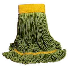 EcoMop Looped-End Mop Head, Recycled Fibers, Extra Large Size, Green