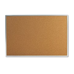 Bulletin Board, Natural Cork, 36 x 24, Satin-Finished Aluminum Frame