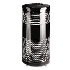 Classics Perforated Open Top Receptacle, 25 gal, Steel, Black