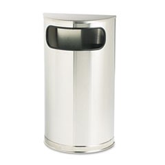 European and Metallic Series Receptacle, Half-Round, 9 gal, Satin Stainless