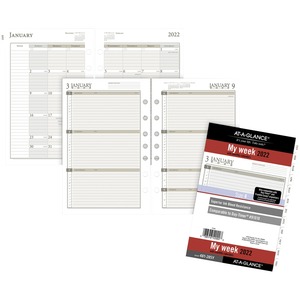 At-A-Glance 2024 Weekly Monthly Planner Refill, Loose-Leaf, Desk Size, 5 1/2" x 8 1/2"