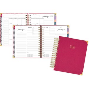 At-A-Glance Harmony Hardcover Daily Monthly Planner, Berry, Medium, 7" x 8 3/4"