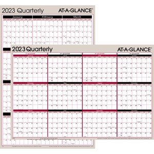 At-A-Glance Vertical Horizontal Reversible Erasable Quarterly Wall Calendar