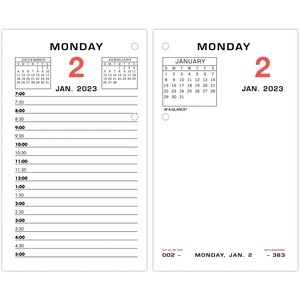 At-A-Glance Daily Two-Color Desk Calendar Refill with tabs