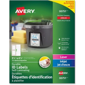 Avery® Easy Align(R) Self-Laminating ID Labels, Permanent Adhesive, 3-1/2" x 4-1/2" , 10 Labels (00751)