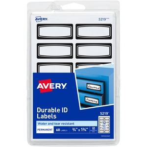 Avery Durable Labels, 3/4" x 1-3/4" , Black Border, 60 Total (5219)