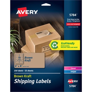 Avery® Shipping Labels,, Kraft Brown, 2" x 4" , 250 Labels (5784)